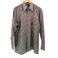 Vintage 70s FAI Polyester Brown Green Gradient Retro Disco Geometric Shirt