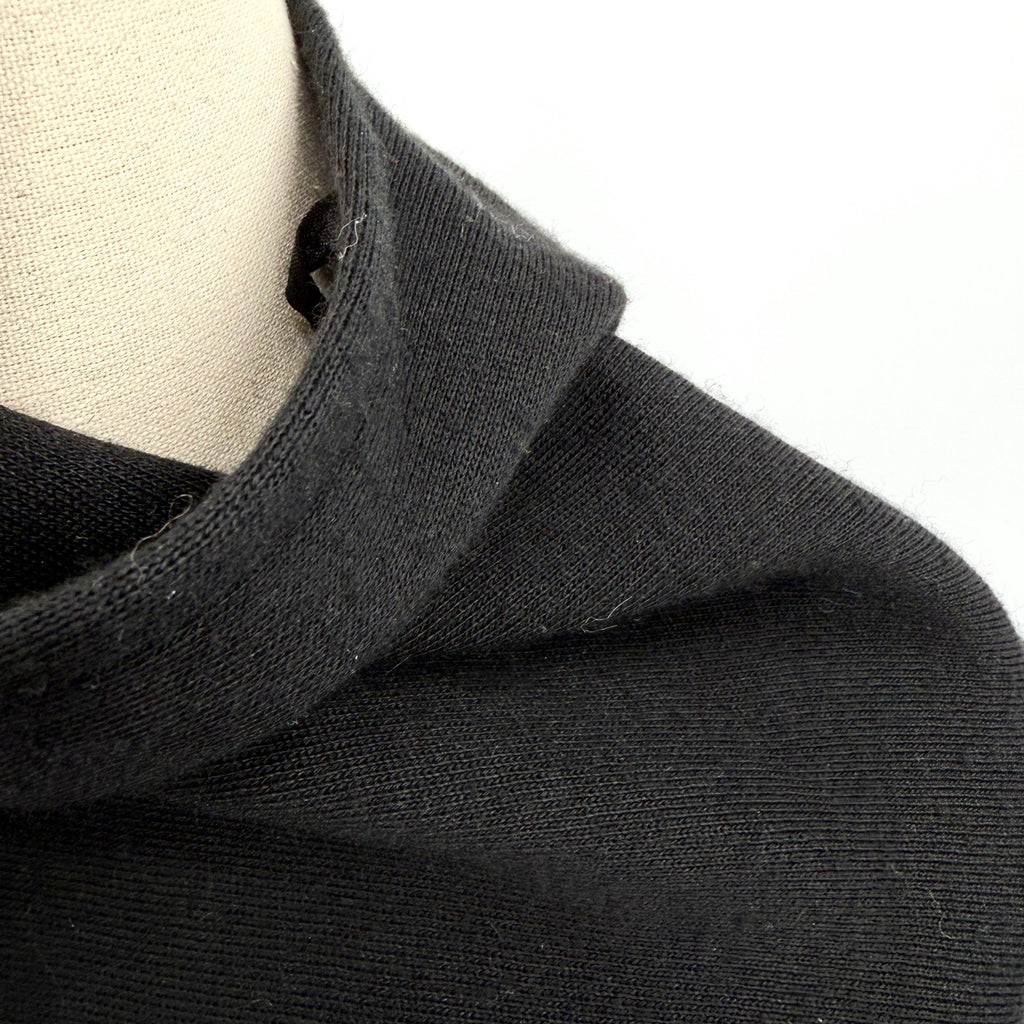 Caruana Black Heavy Knit Genuine Fur Trim Elegant Outerwear Cape Ruana