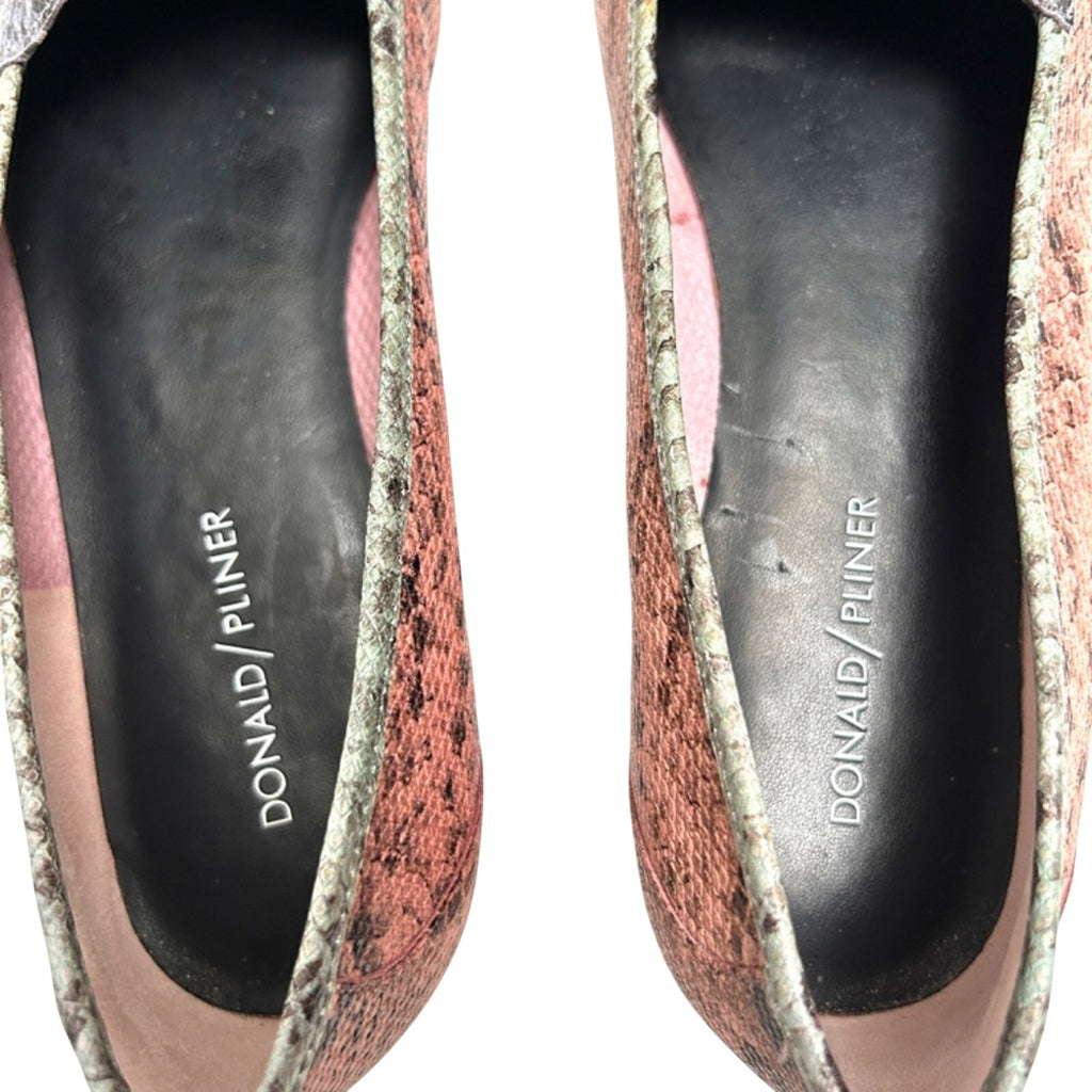 Donald Pliner Pink Purple Snake Pattern Genuine Leather Loafers Flats