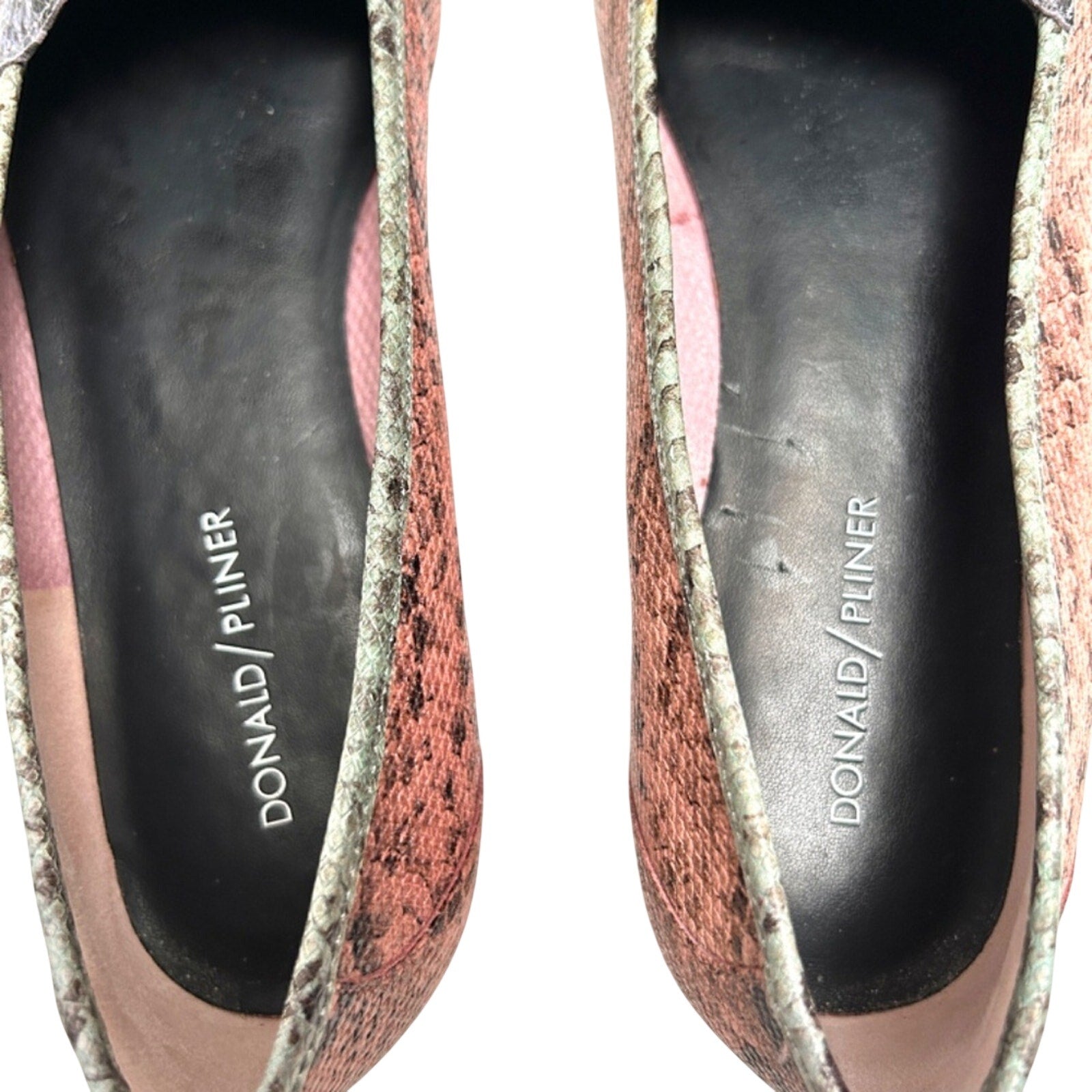 Donald Pliner Pink Purple Snake Pattern Genuine Leather Loafers Flats