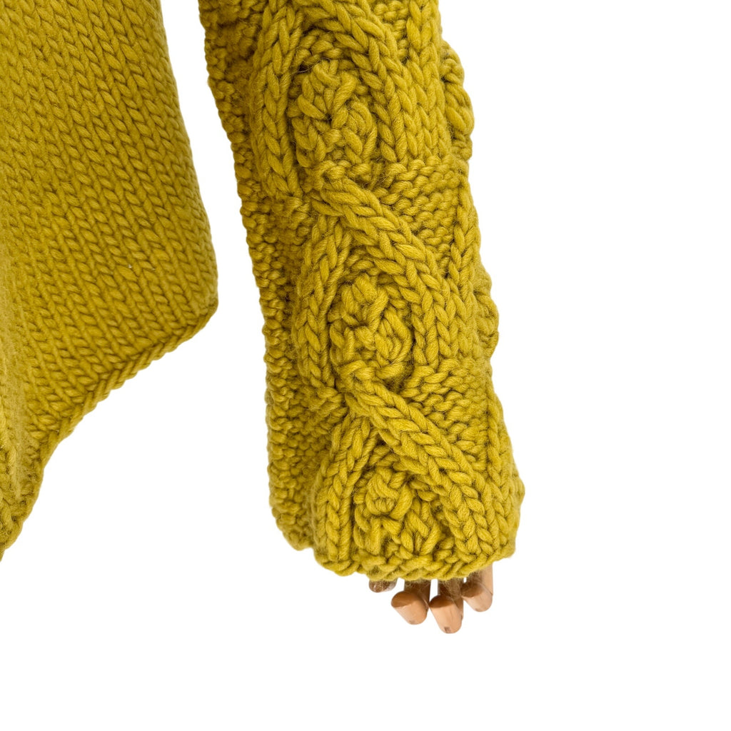 Yellow Chunky Hand Knit Shawl Collar Cardigan