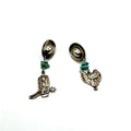 Vintage 90s Silver Turquoise Southwestern Cowboy Boot Saddle Drop Earrings