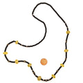 Vintage 90s Black Onyx Lemon Quartz Sterling Silver Minimalist Beaded Necklace