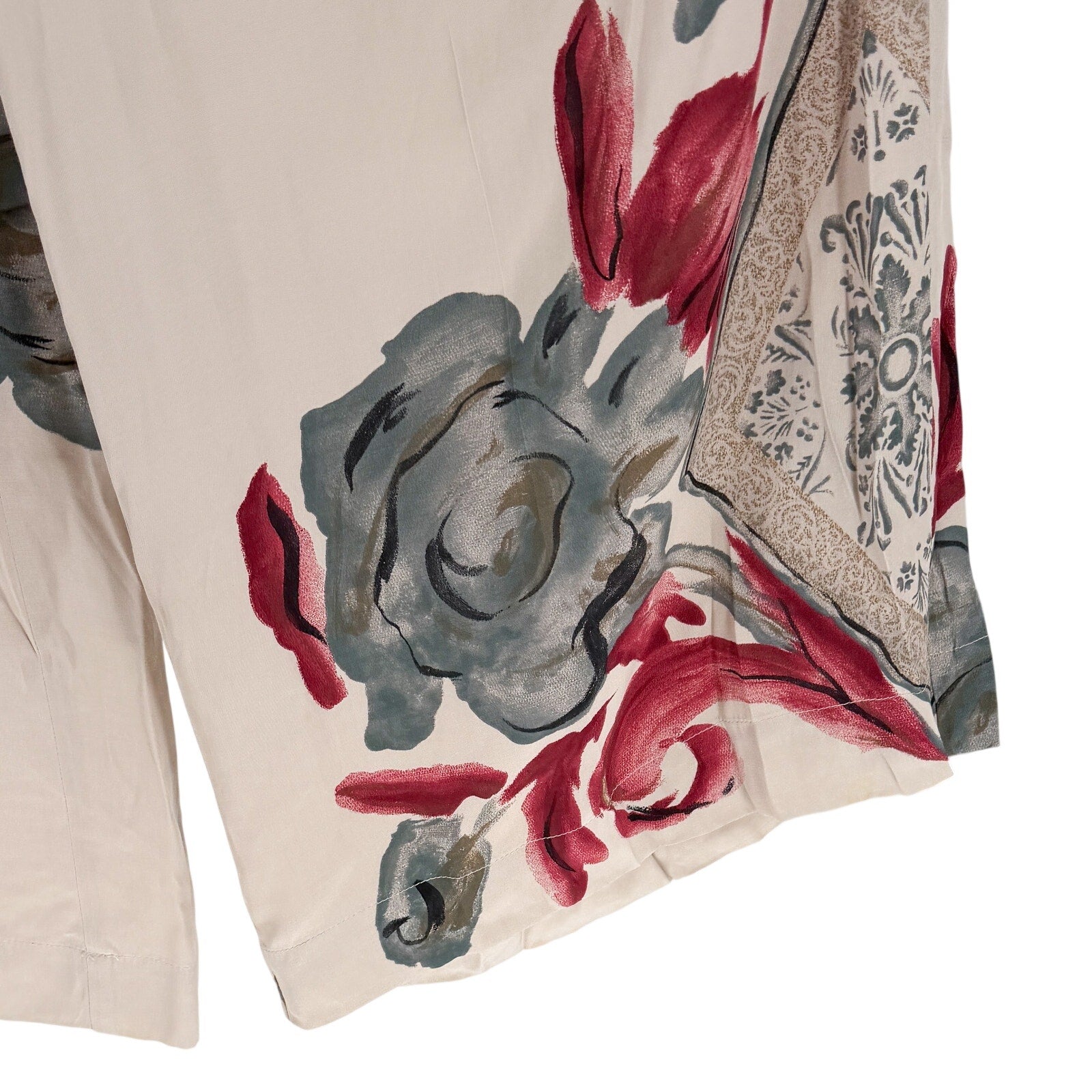 Vintage 90s Dorothy Schoelen Platinum Beige Red Floral Blazer Wide Leg Pants Set
