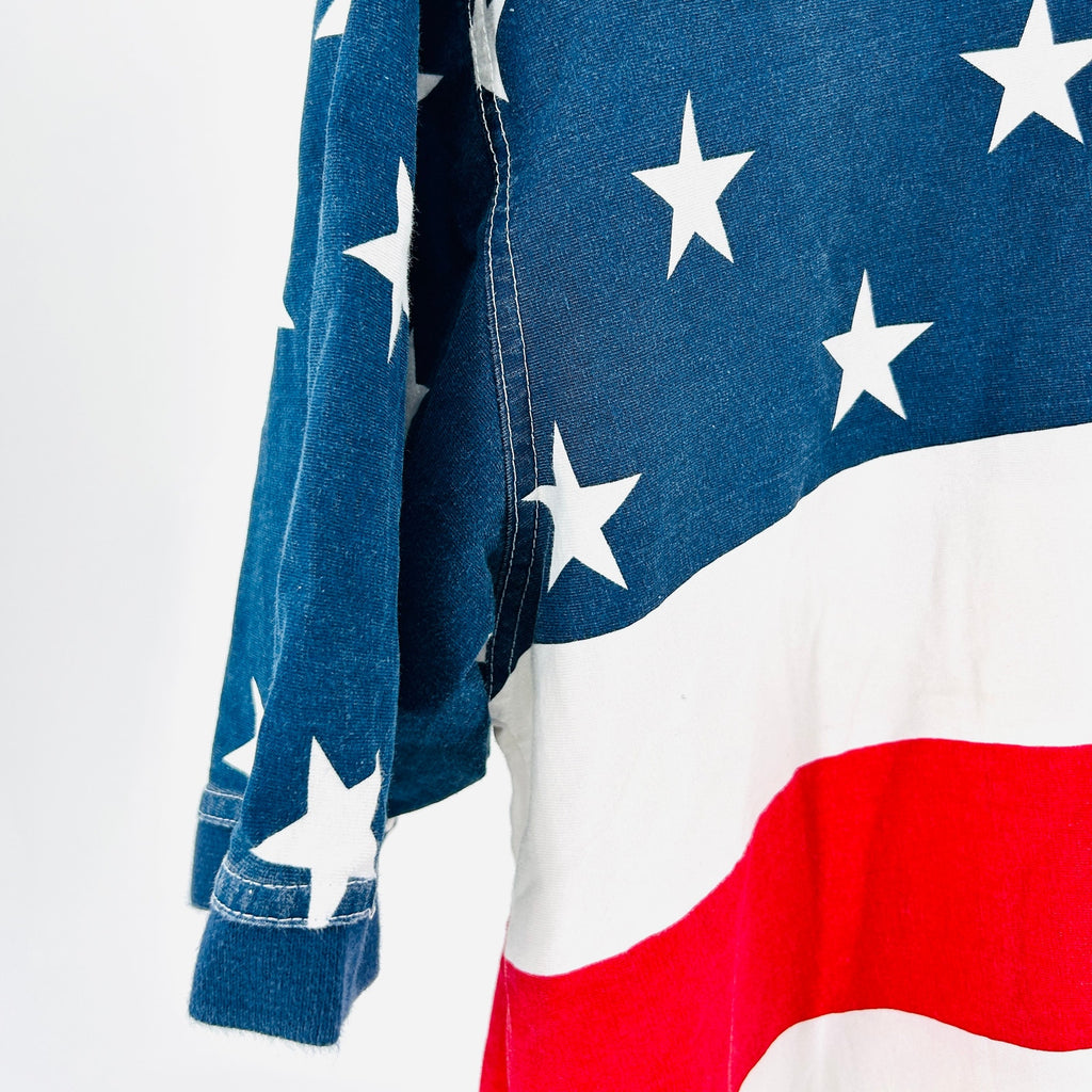 Vintage 90s Cotton Traders Sport USA American Flag 100% Cotton Polo Shirt