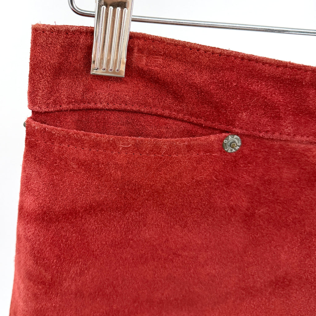 Vintage 90s Gap Brick Red Genuine Suede Western A-Line Skirt