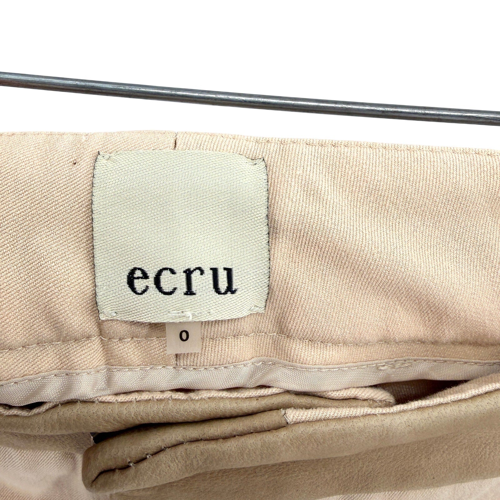 Ecru Tan Faux Leather Trim Cigarette Pants Leggings