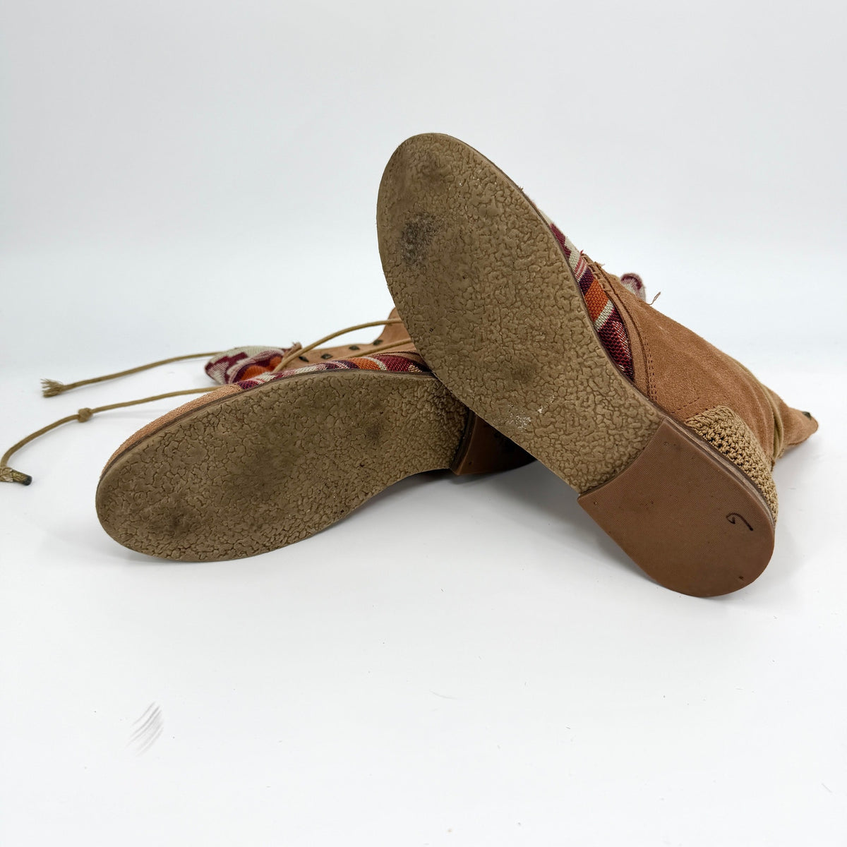 The Sak Tan Genuine Suede Aztec Southwestern Crochet Boots