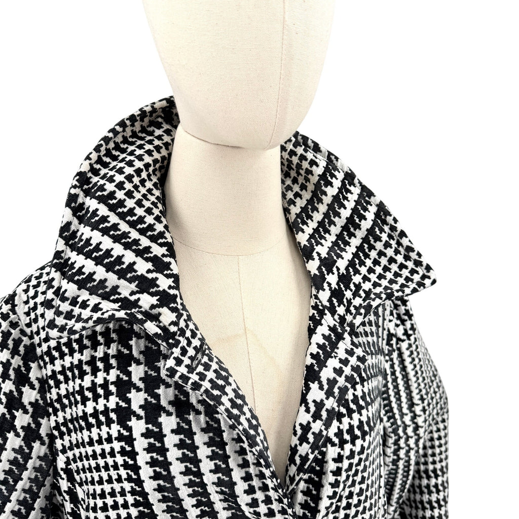 Vintage Y2K 3 Sisters Black White Houndstooth Swing Coat Jacket