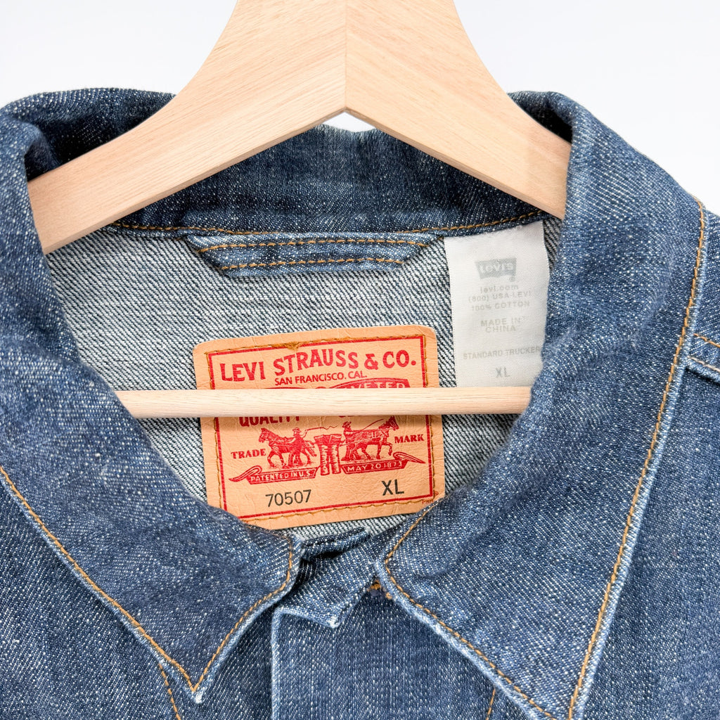 Levi's Dark Blue 100% Cotton Casual Oversized Trucker Jacket