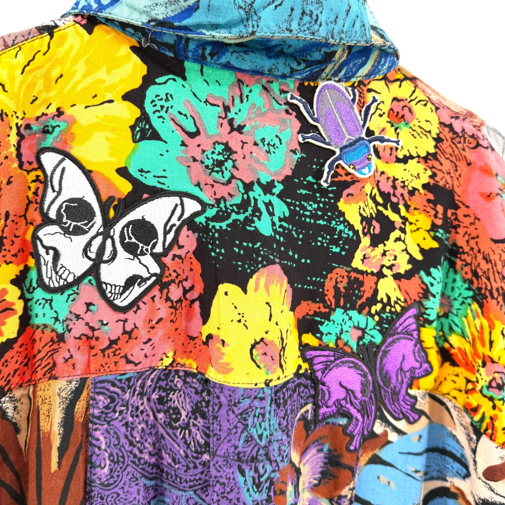 Vintage 90s Jazzman Patchwork Floral Customized Insect Patch Shirt