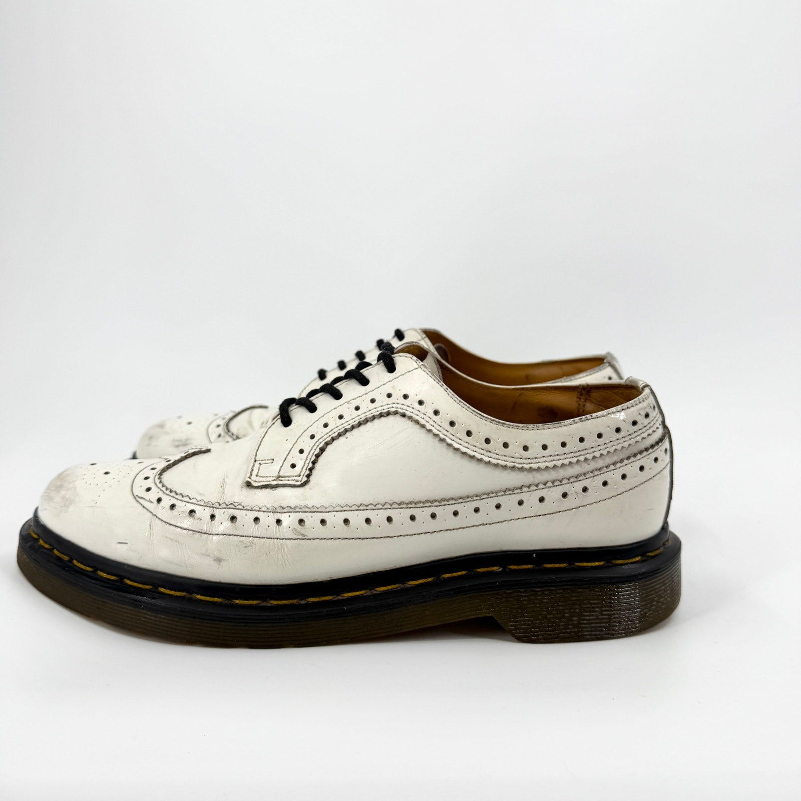 Dr. Martens White Genuine Leather 3989 Wingtip Brogue Shoes