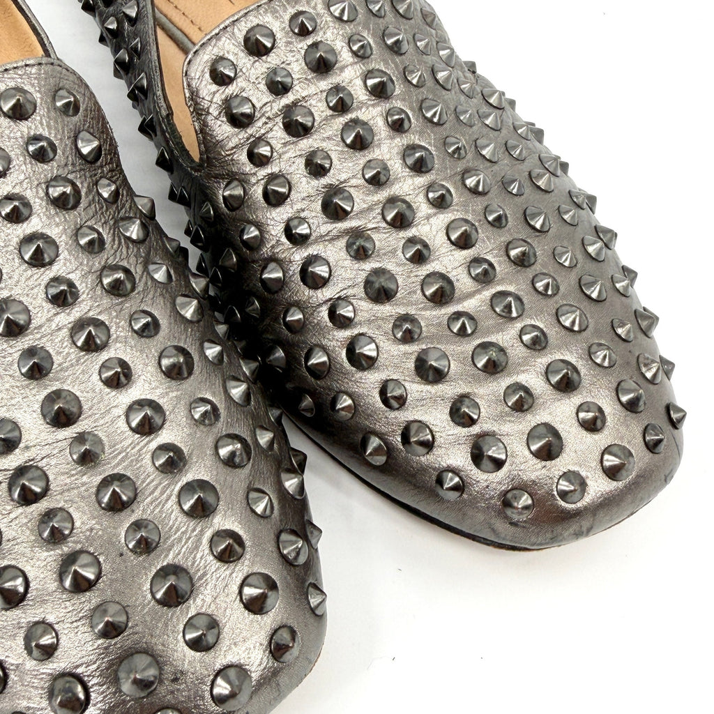 Kenneth Cole Gunmetal Silver Studded Leather Hard Time Loafers