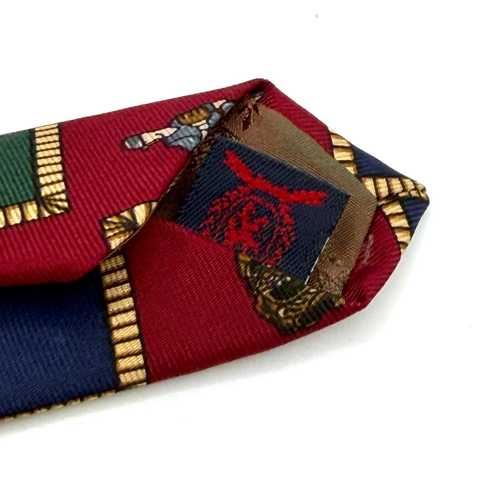Vintage 90s Tommy Hilfiger Red 100% Silk Baseball Motif Preppy Novelty Tie