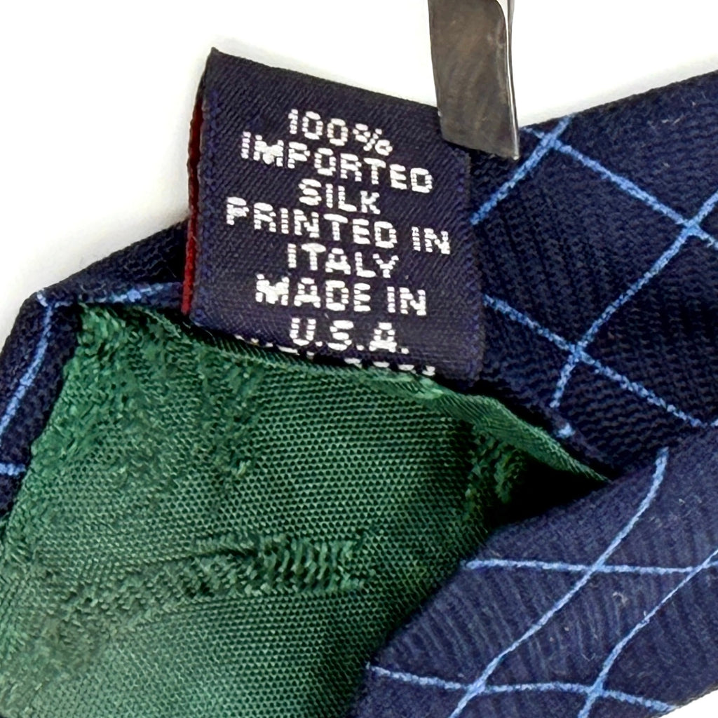 Vintage 90s Tommy Hilfiger Yellow and Blue Geometric 100% Silk Tie