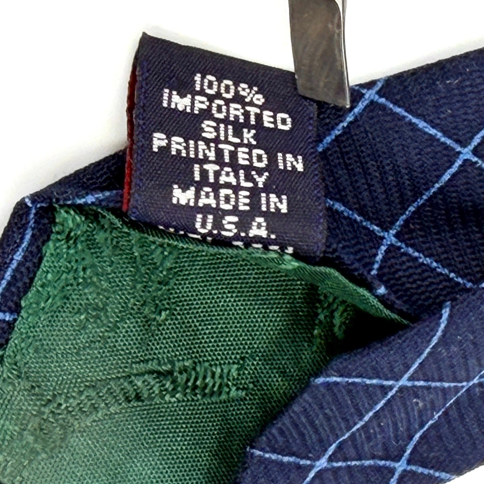 Vintage 90s Tommy Hilfiger Yellow and Blue Geometric 100% Silk Tie