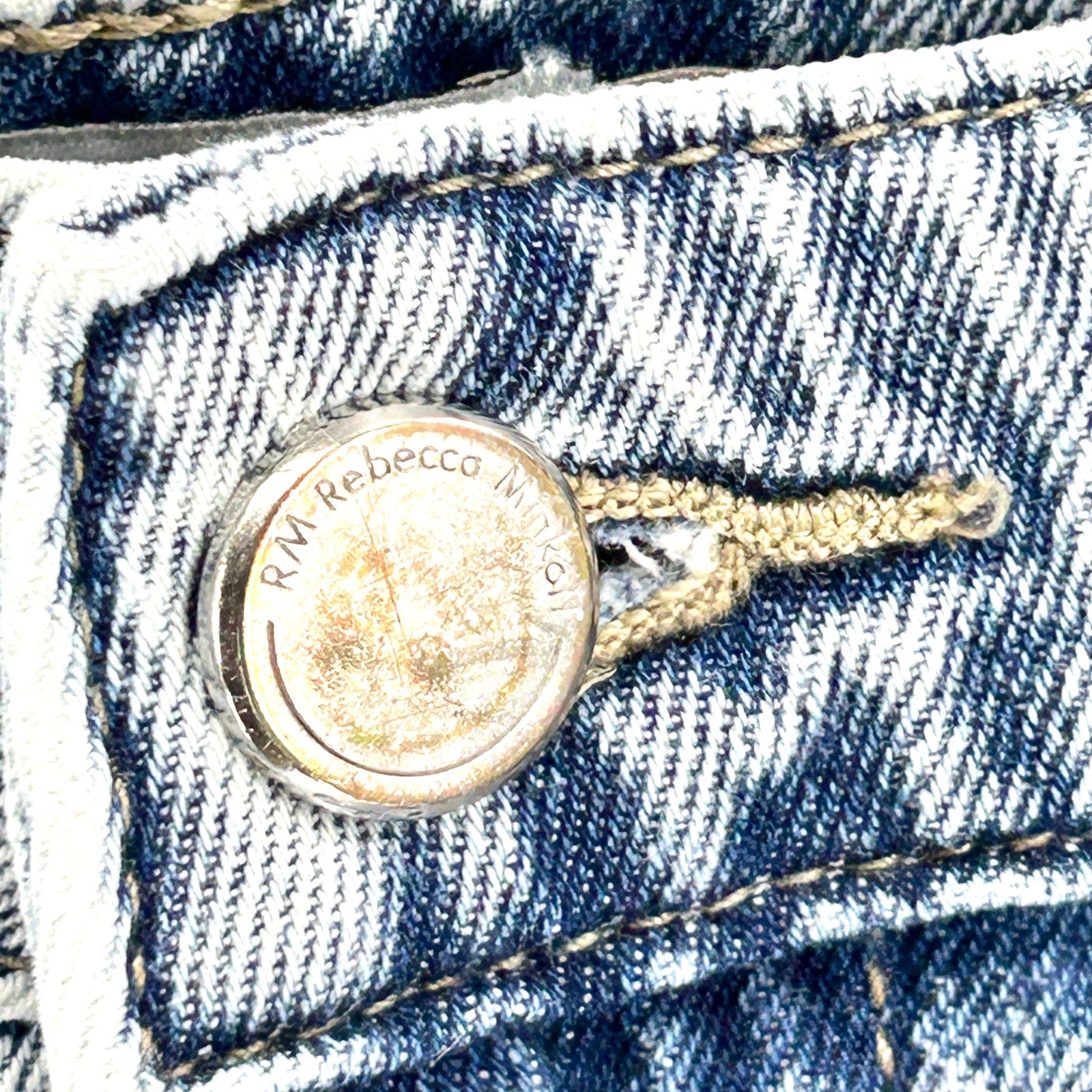 Rebecca Minkoff Light Blue Acid Wash Deconstructed Denim Midi Skirt