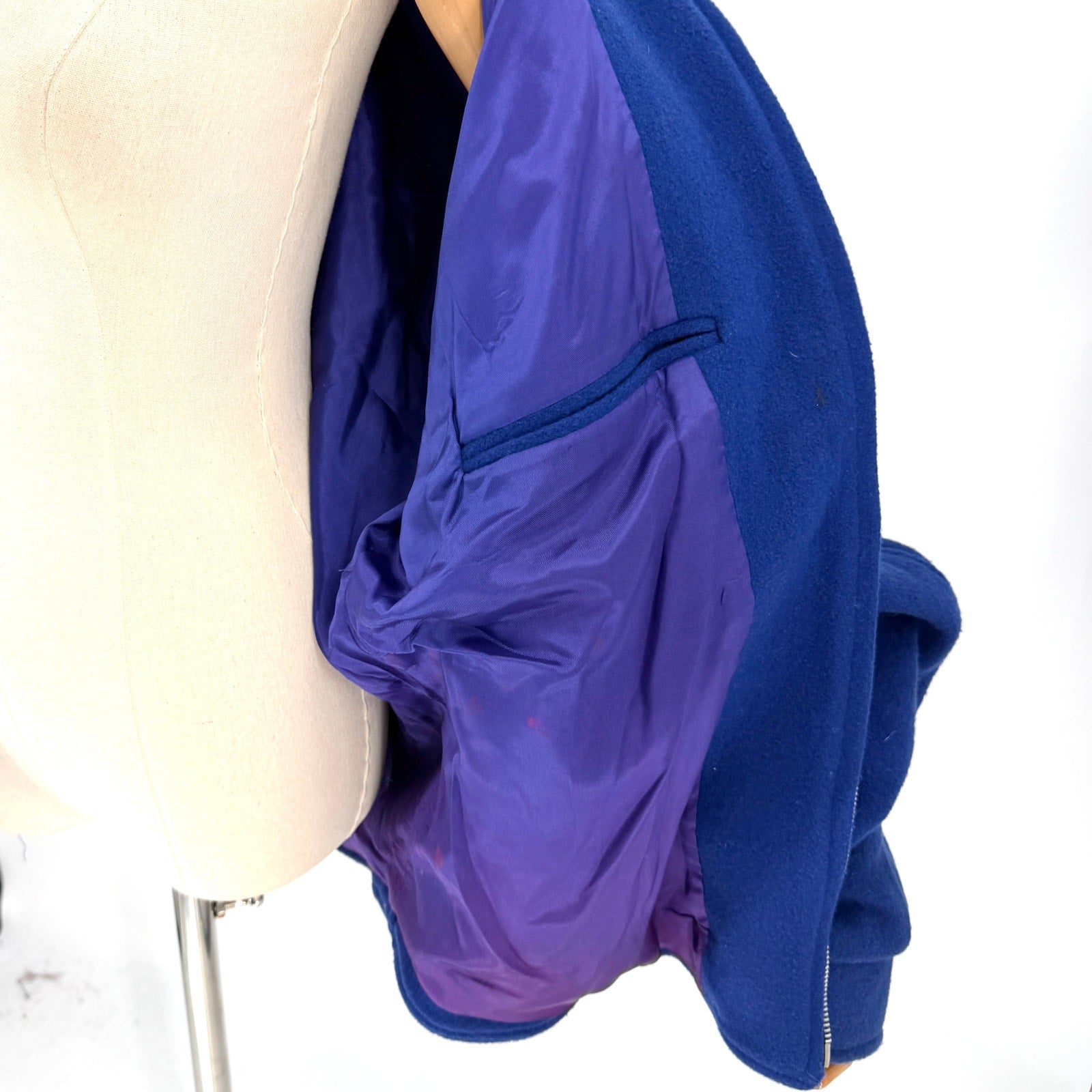 Vintage 80s JK Collections Blue Wool Oversized Bomber Jacket