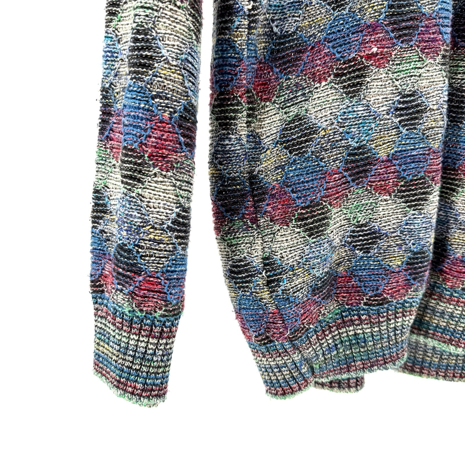 Vintage 90s College by Marcazzani Multi Geometric Textured Polo Sweater