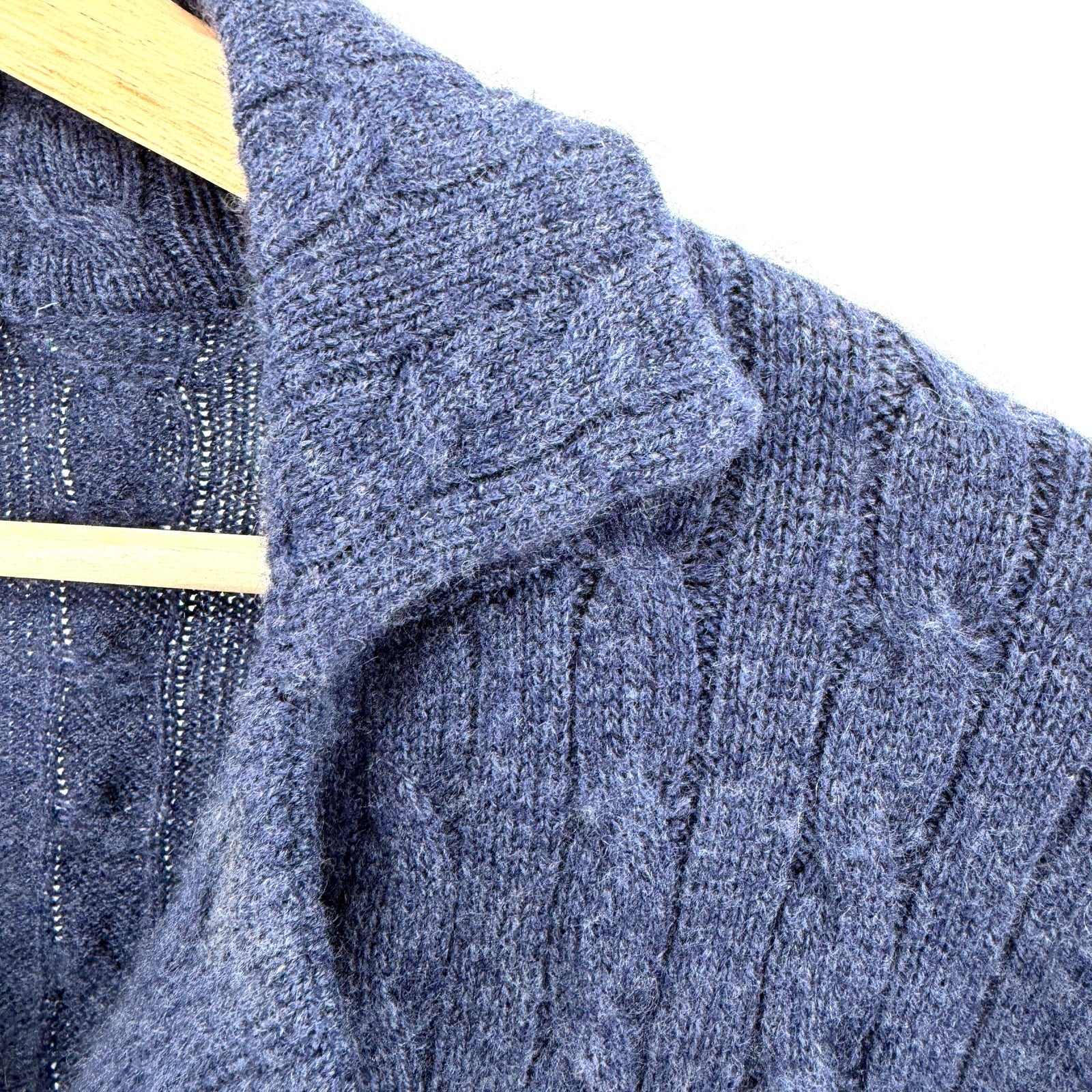 Vintage 90s Peter Elliott Indigo Blue 100% Cashmere Collared Cardigan Sweater