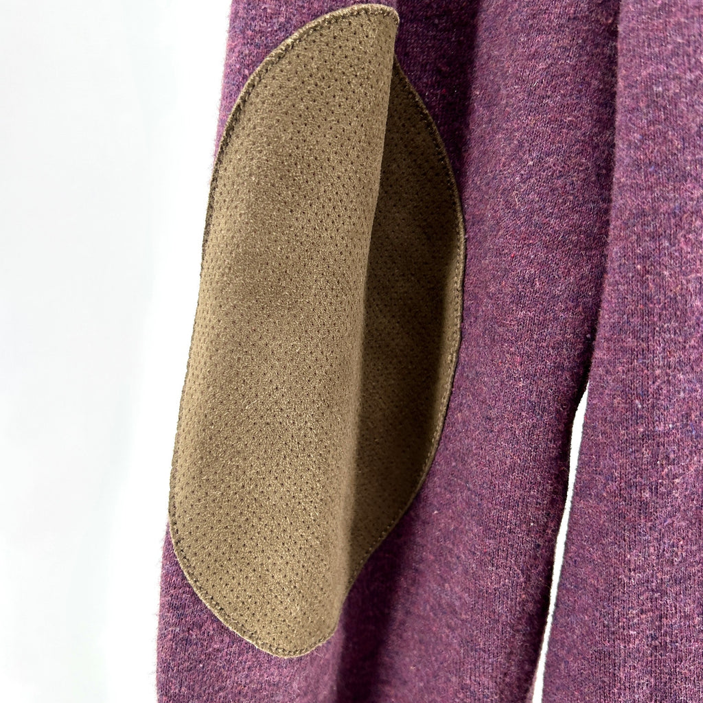 Massimo Dutti Plum Cotton Silk Cashmere Elbow Patch Sweater