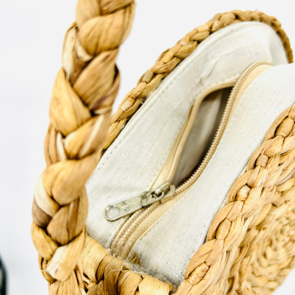 Natural Woven Straw Oversized Round Shoulder Purse Bag