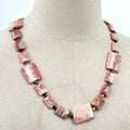 Vintage 90s Rhodochrosite Hand Strung Slab Statement Necklace