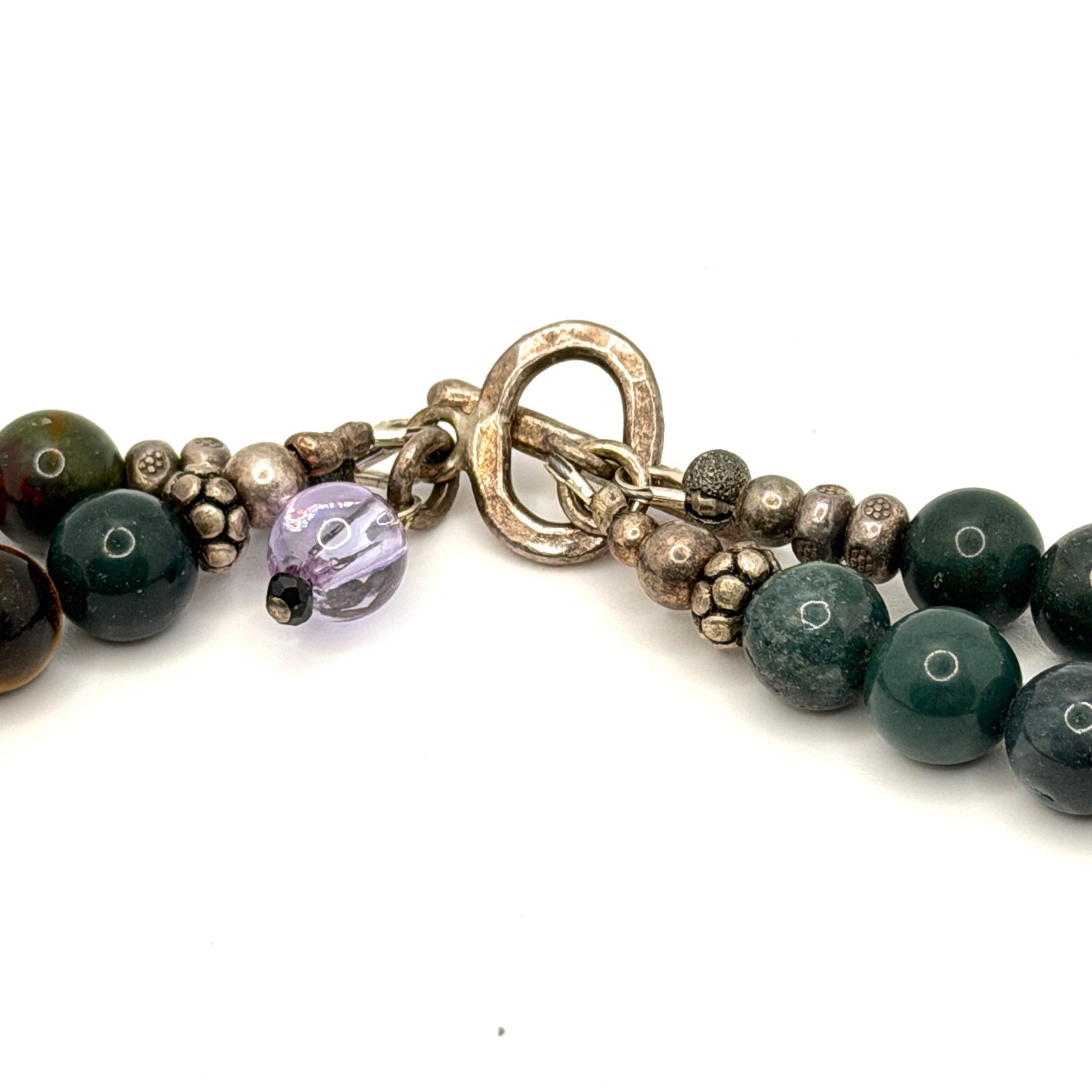 Vintage 90s Tiger's Eye Bloodstone Multi Strand Statement Necklace