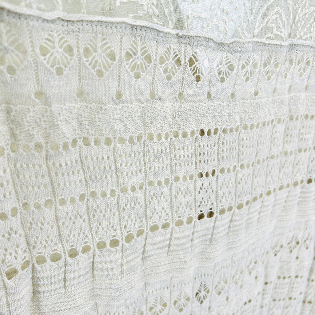 Free People Oatmeal Cream Boho Lace Back Longline Oversized Cardigan