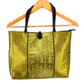 Vintage Y2K Chartreuse Green Padded Silk Embroidered Asian Tote Handbag