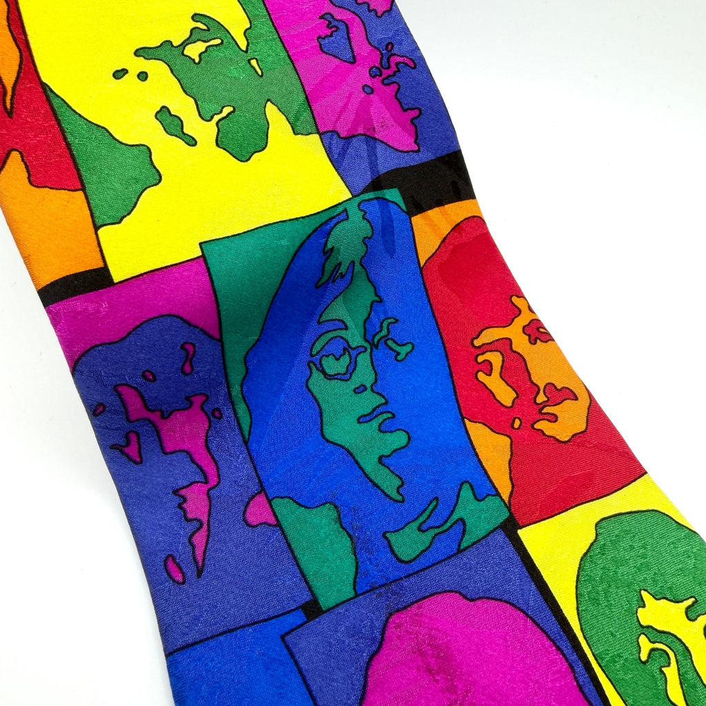 Vintage 90s Beatles Warhol Avedon Silk Psychedelic Pop Art Necktie