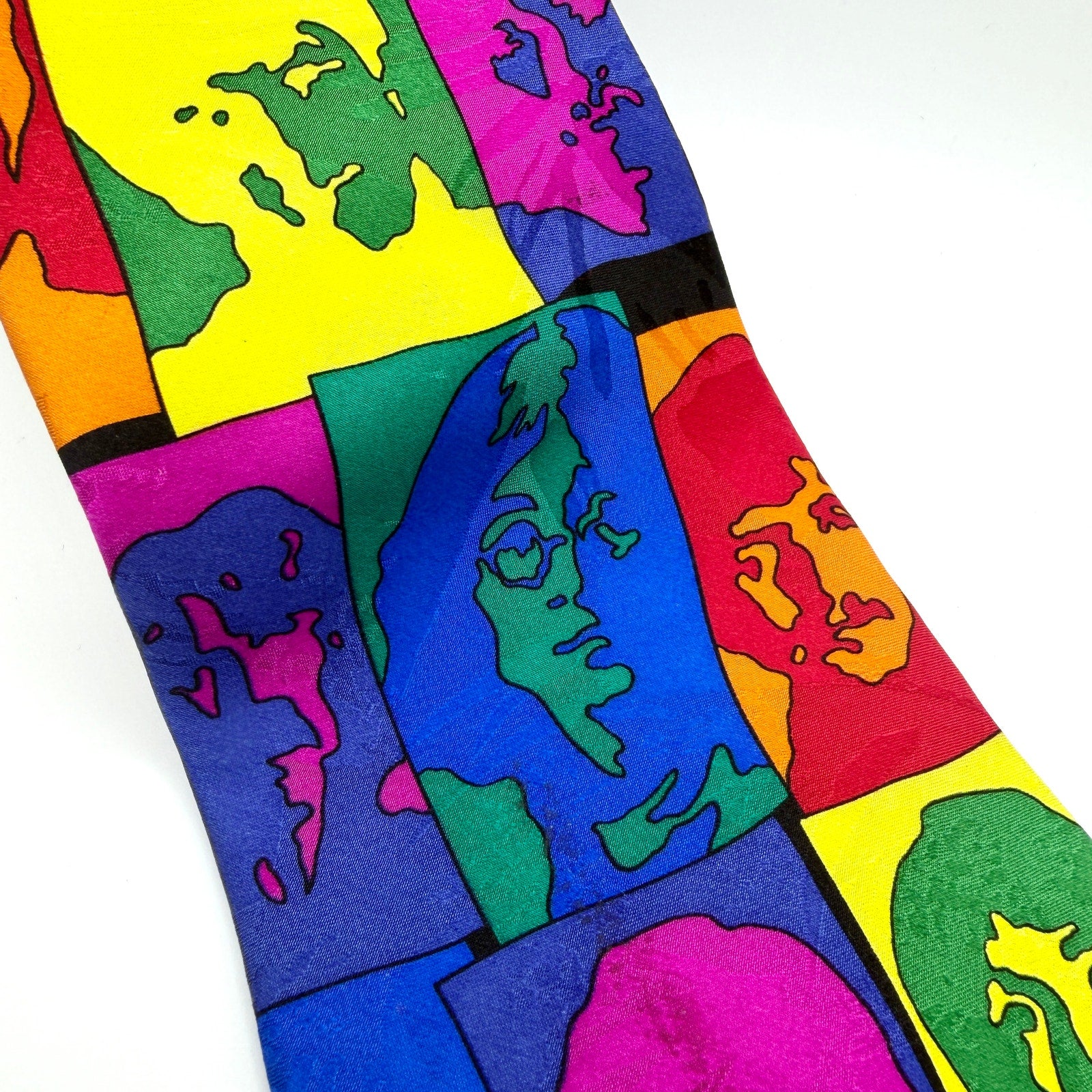 Vintage 90s Beatles Warhol Avedon Silk Psychedelic Pop Art Necktie