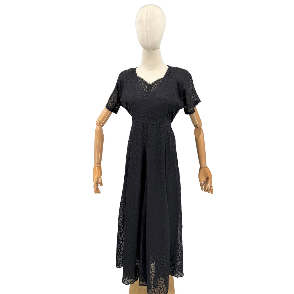 Vintage 90s Black Goth Lace Accent V-Neck Grunge Maxi Dress