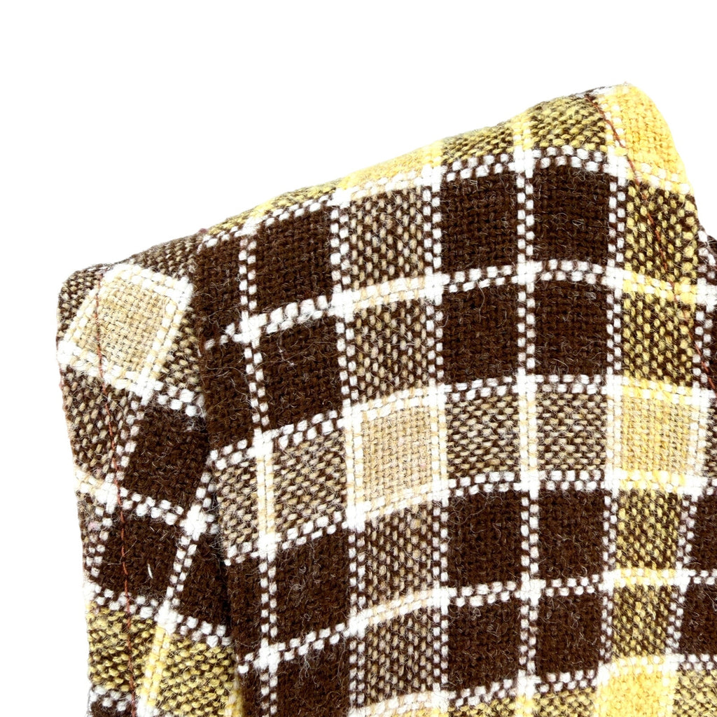 Vintage 90s Handmade Brown Yellow Plaid Zip-Front Vest Blouse