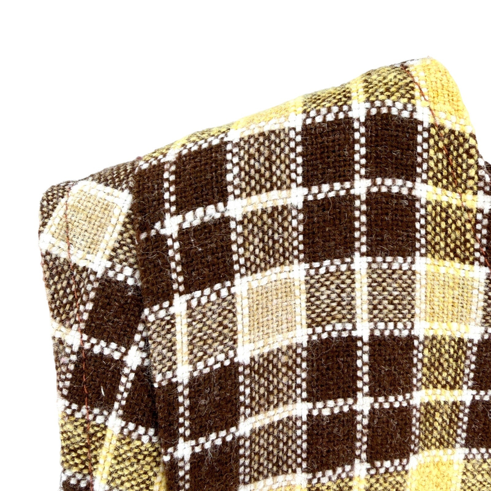 Vintage 90s Handmade Brown Yellow Plaid Zip-Front Vest Blouse