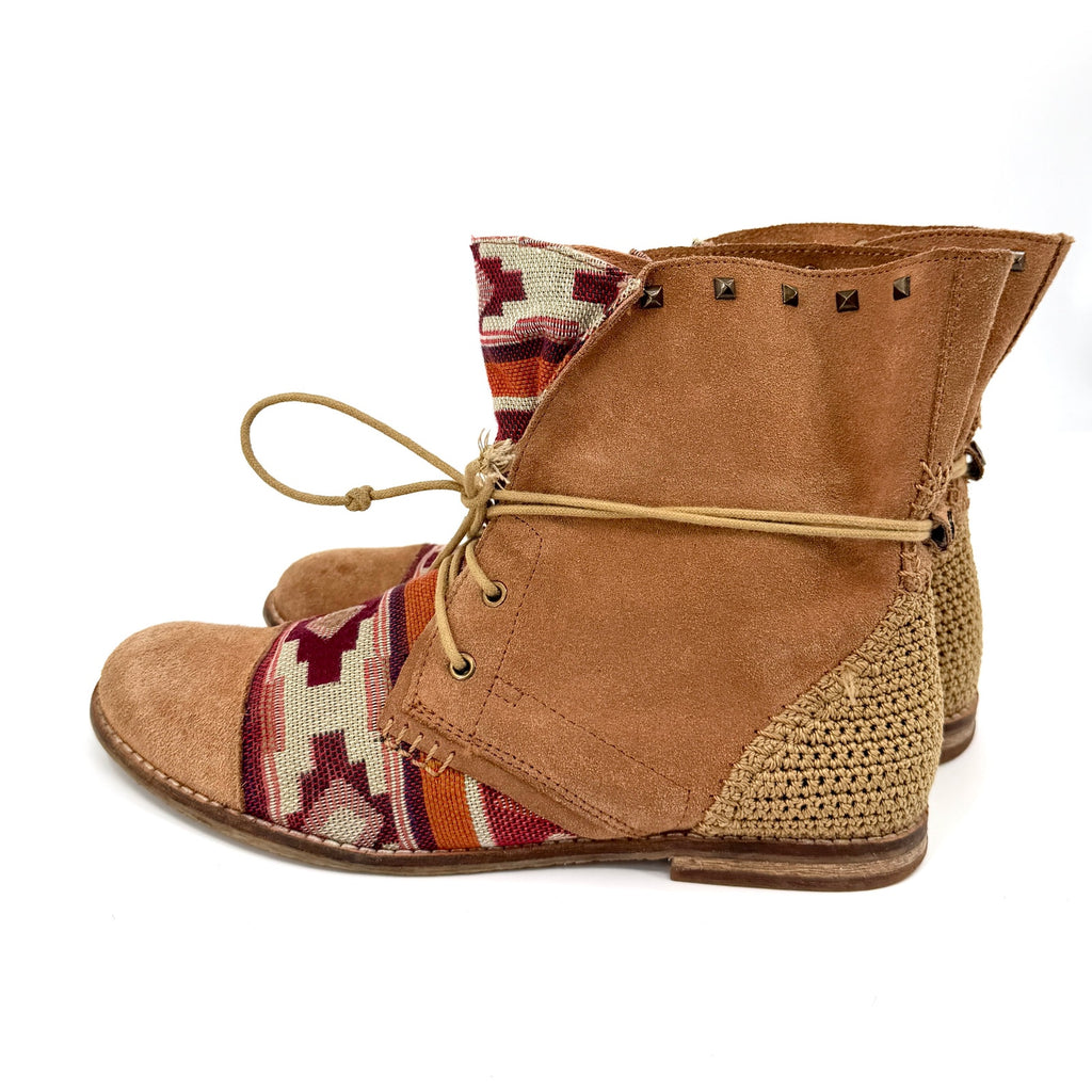 The Sak Tan Genuine Suede Aztec Southwestern Crochet Boots