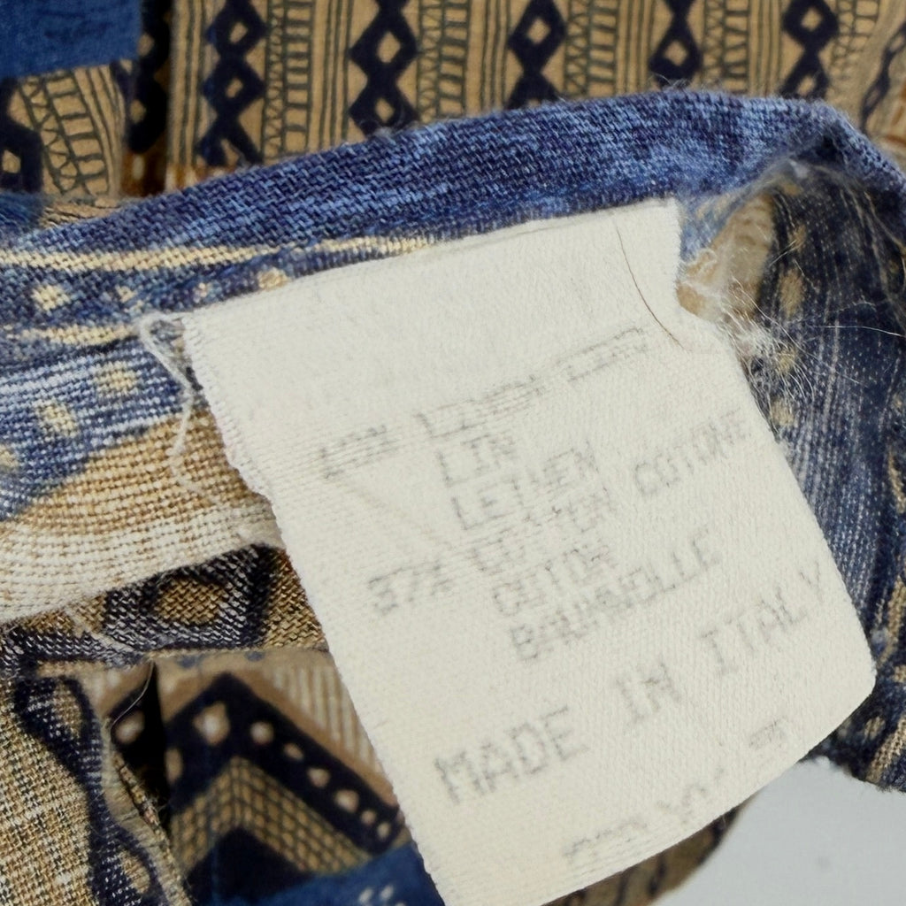Vintage 90s Mondo di Marco Blue Tribal Italian Print Shirt