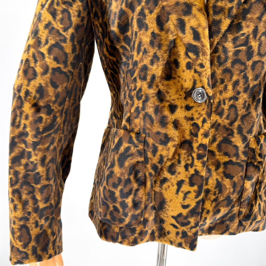 Vintage 90s Emanuel Ungaro Liberte Leopard Print Faux Fur Blazer Jacket