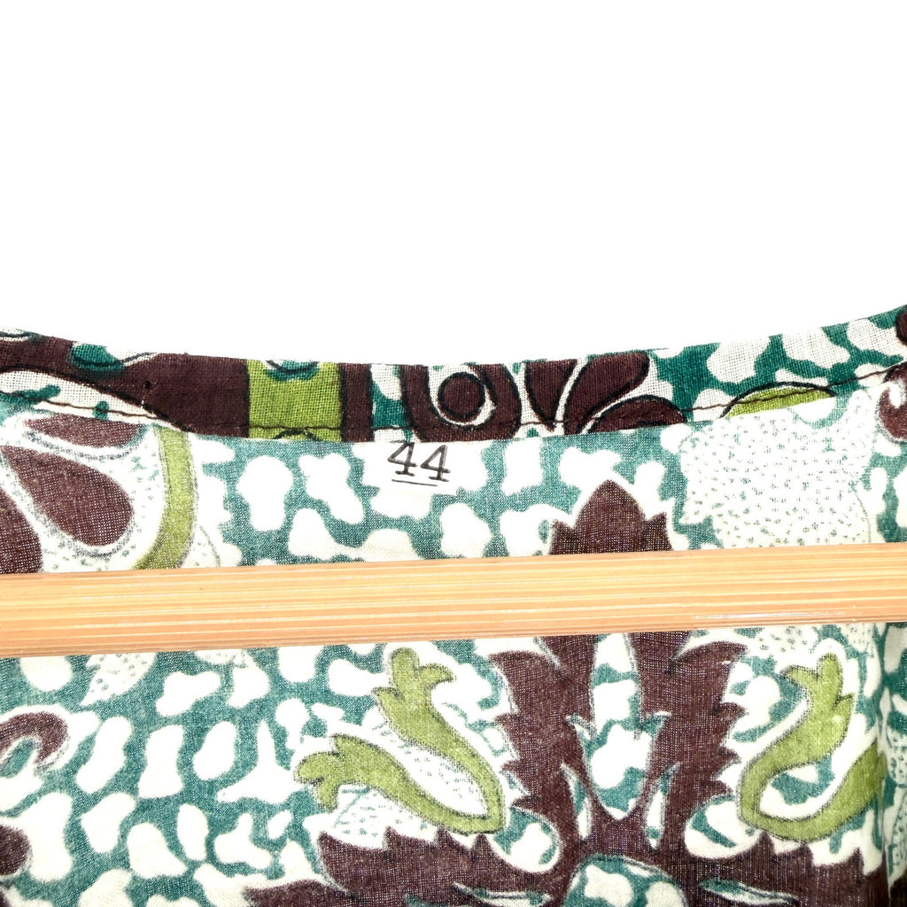 Green Maroon 100% Cotton Floral Embroidered Kurta Tunic
