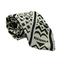 Vintage 90s Prochownick Black Cream Tribal Geometric Abstract Wide Necktie