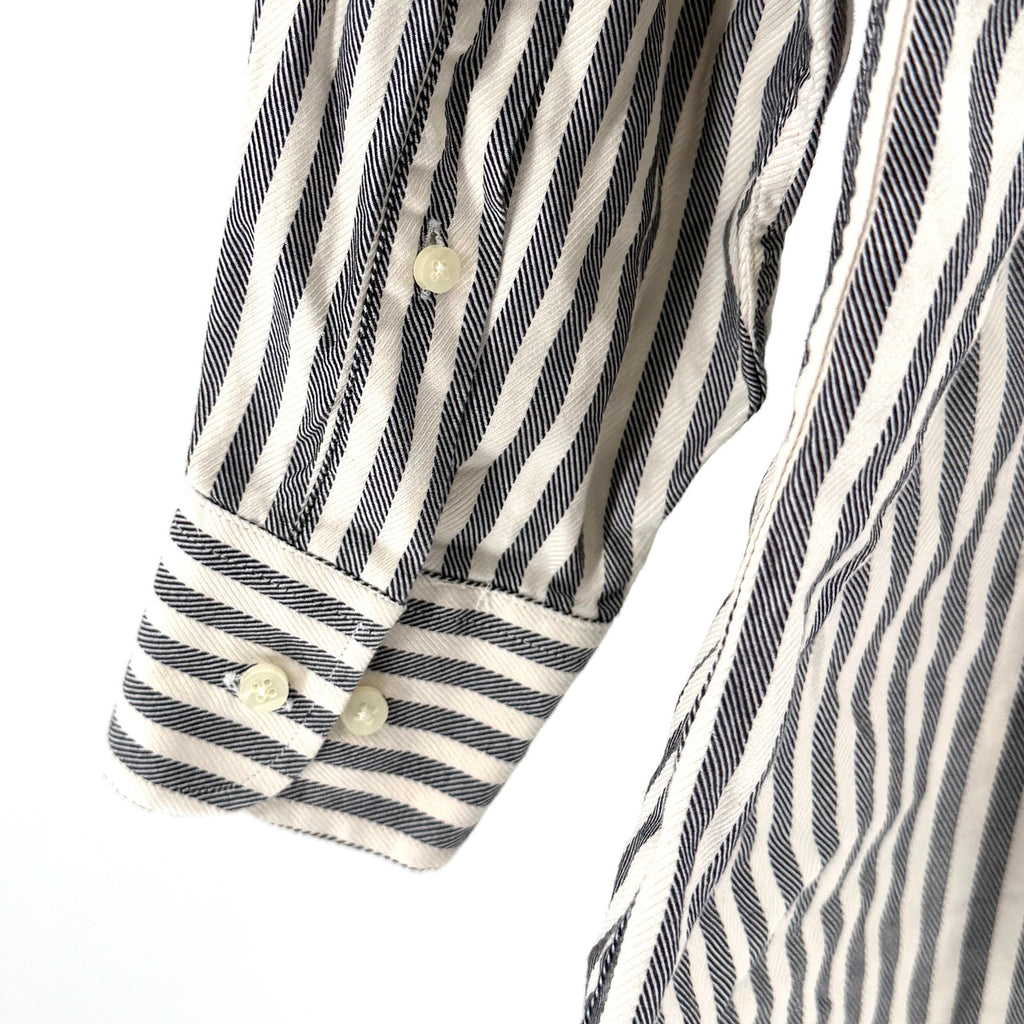 Peter Millar White Grey Striped Twill 100% Cotton Dress Shirt