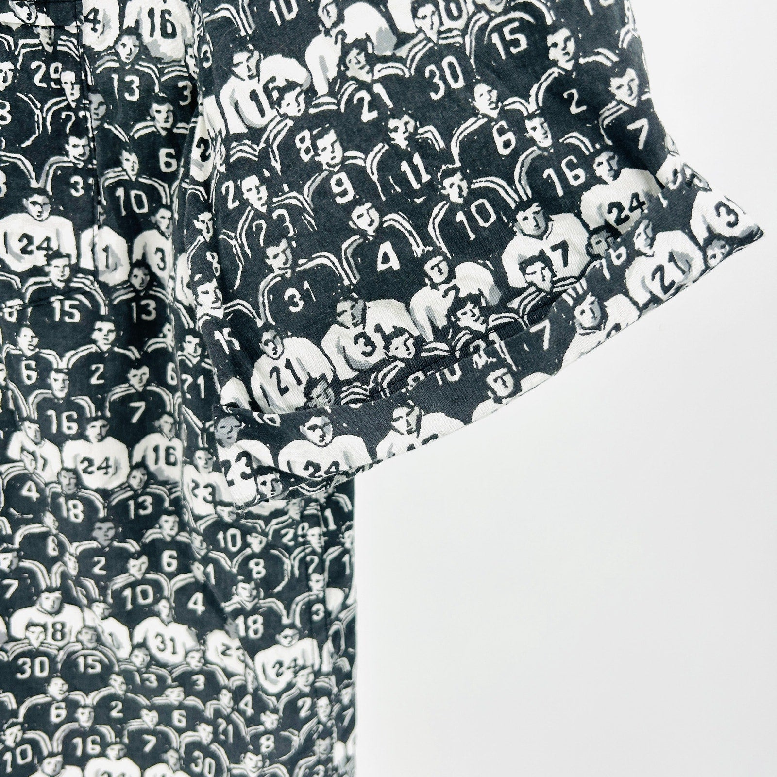 Original Penguin Black White Cotton Viscose Graphic Football Print Shirt
