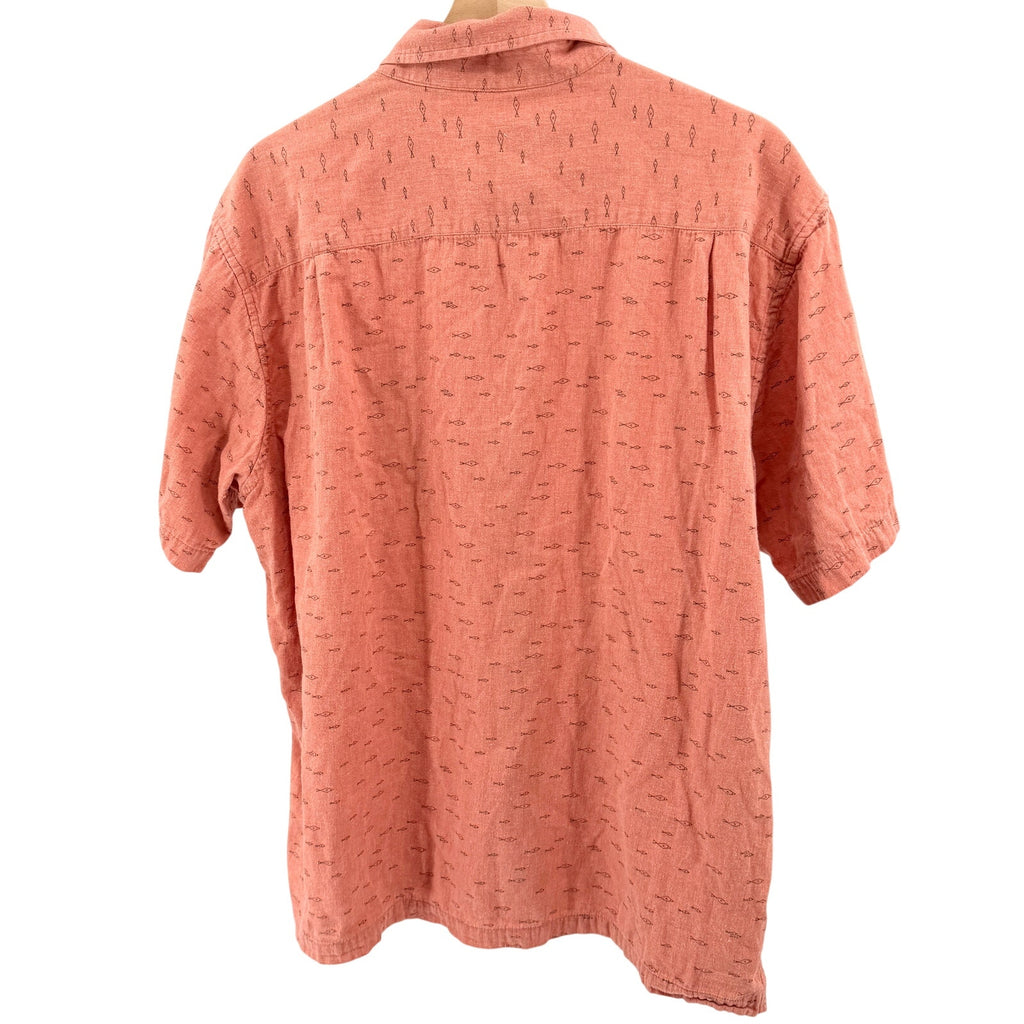 Orvis Orange Coral 100% Cotton Fish Print Short Sleeve Shirt