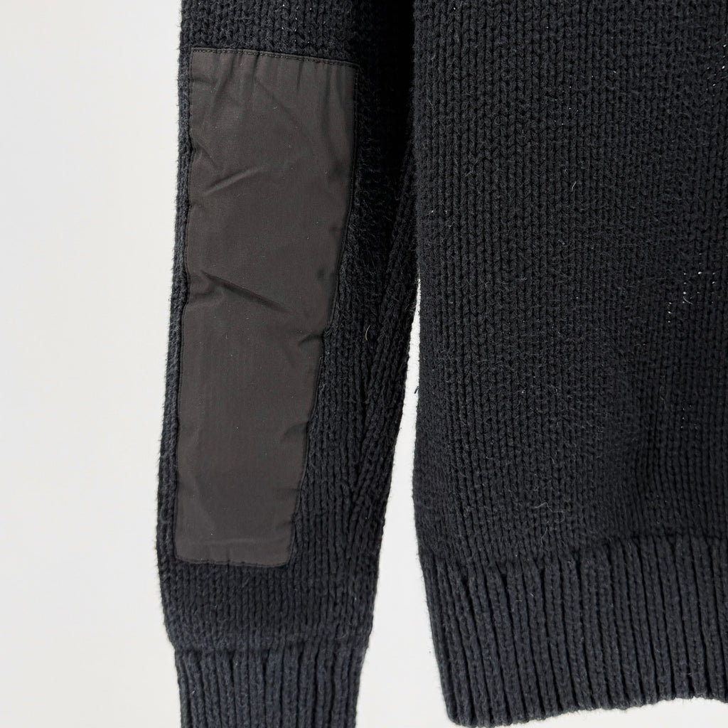 Lauren Active Ralph Lauren Black 100% Cotton Shoulder Zip Elbow Patch Sweater