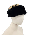 Vintage 90s Liz Claiborne Leopard Black Plush Cossack Hat