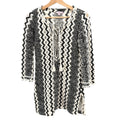 Calypso St Barth Black Cream Chevron Crochet Lace Up Tassel Tunic Mini Dress