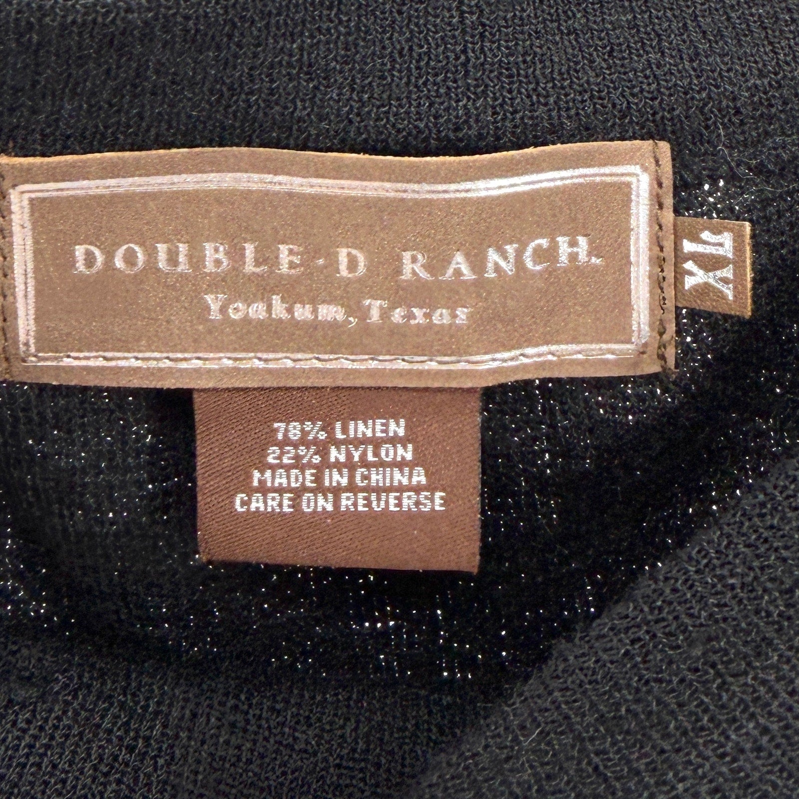 Vintage Y2K Double D Ranch Black Linen Blend Embroidered Floral Knit Maxi Skirt
