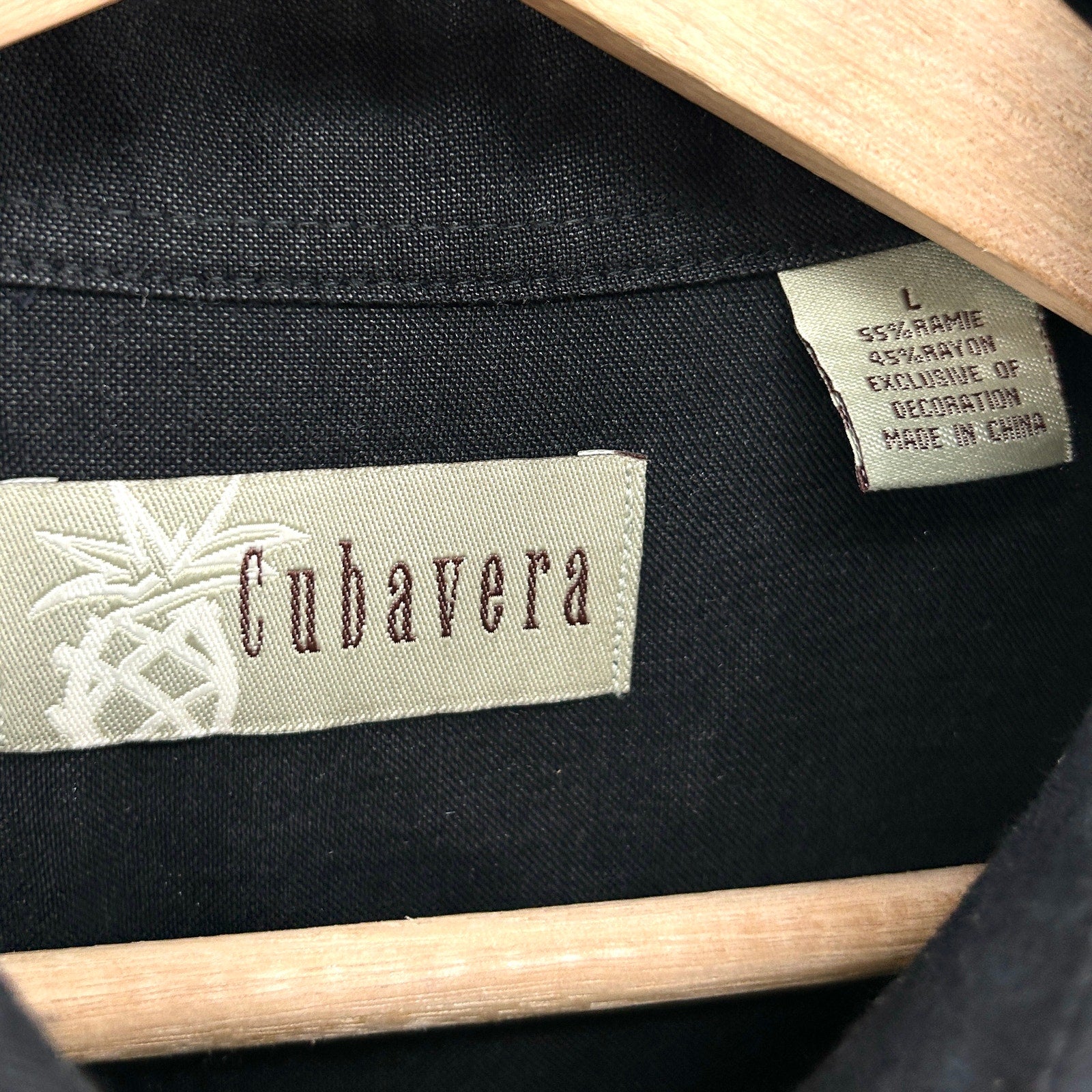 Cubavera Black Lightweight Woven Bowling Shirt