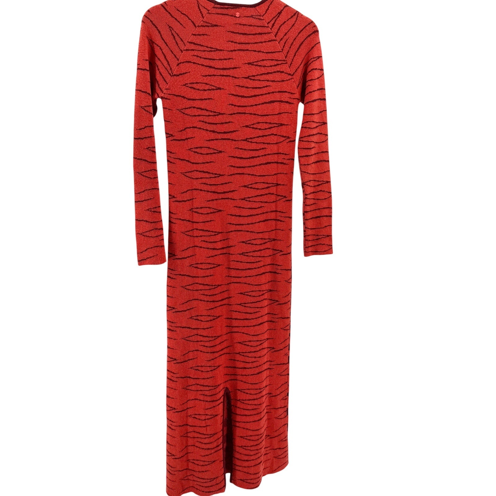 Scalpers Brick Red Animal Print Bodycon Maxi Sweater Dress