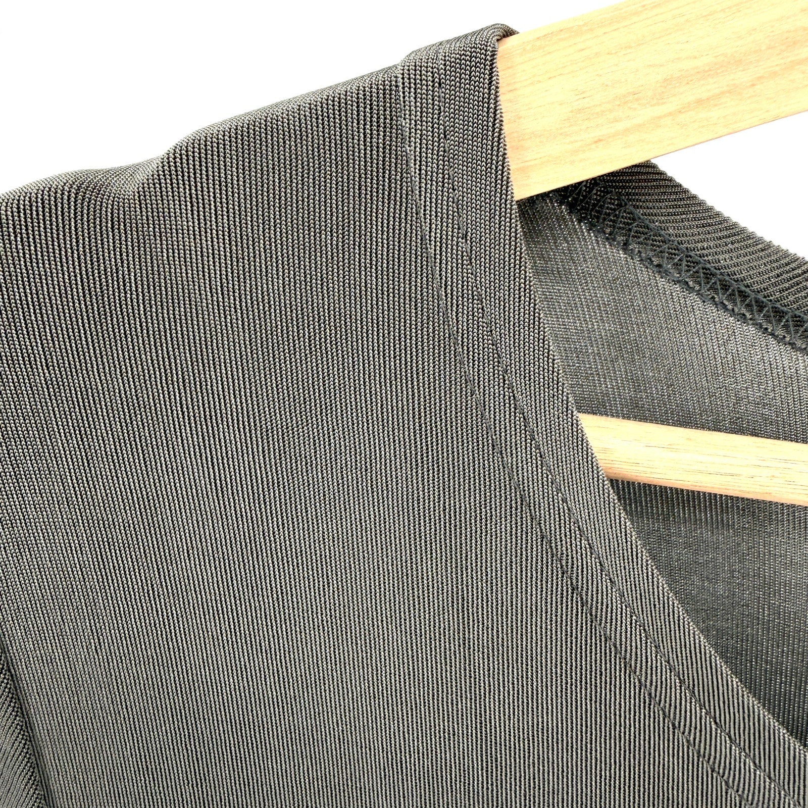 Vintage 90s Double D Ranch Warm Grey Ribbed Stretch Maxi Dress